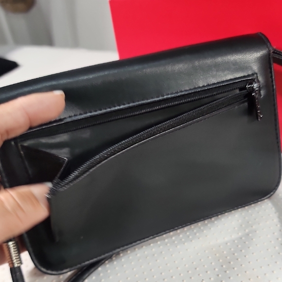 Buxton Black Vegan Leather Crossbody Bag/ Wristlet - Picture 9 of 13